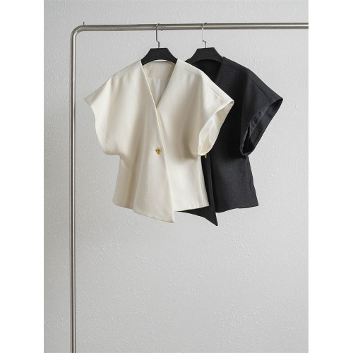 法式氣質V領馬甲女春季高級感簡約收腰外套時尚修身坎肩馬夾上衣