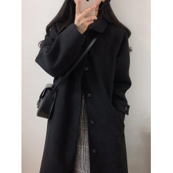 毛呢外套女小個子2024新款秋冬季加厚韓系赫本風高級感jk呢子大衣