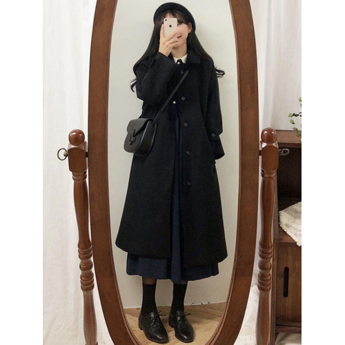 毛呢外套女小個子2024新款秋冬季加厚韓系赫本風高級感jk呢子大衣