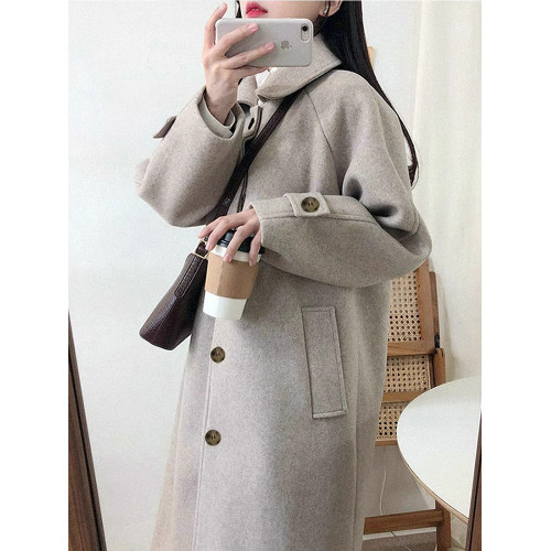 毛呢外套女小個子2024新款秋冬季加厚韓系赫本風高級感jk呢子大衣