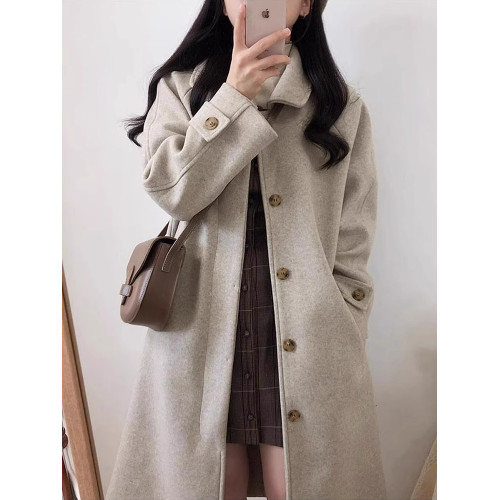 毛呢外套女小個子2024新款秋冬季加厚韓系赫本風高級感jk呢子大衣