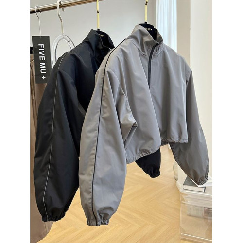 歐貨剪標高級設計感立領短款薄外套女春小個子洋氣沖鋒衣休閒夾克 歐貨剪標高級設計感立領短款薄外套女春小個子洋氣沖鋒衣休閒夾克