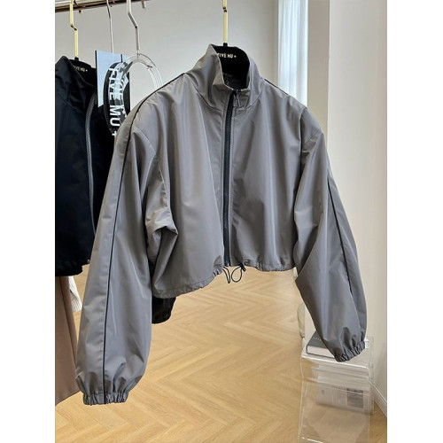 歐貨剪標高級設計感立領短款薄外套女春小個子洋氣沖鋒衣休閒夾克 歐貨剪標高級設計感立領短款薄外套女春小個子洋氣沖鋒衣休閒夾克