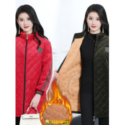 加絨加厚罩衣女大人冬長袖時尚中長款棉襖上衣外穿保暖護衣工作服