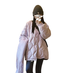 粉色棉衣棉服女秋冬季2025新款爆款夾棉加厚外套小個子香風高級感