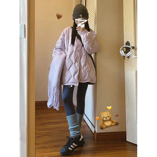 粉色棉衣棉服女秋冬季2025新款爆款夾棉加厚外套小個子香風高級感