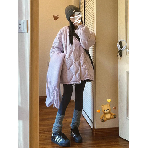 粉色棉衣棉服女秋冬季2025新款爆款夾棉加厚外套小個子香風高級感