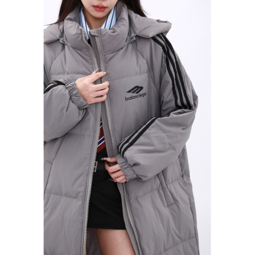 MZVZ灰色連帽中長款過膝羽絨棉服女冬季加厚外套2024年新款麵包服 MZVZ灰色連帽中長款過膝羽絨棉服女冬季加厚外套2024年新款麵包服