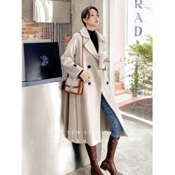 毛呢大衣女冬季2025新款秋冬韓系高級感加厚赫本風呢子羊毛呢外套