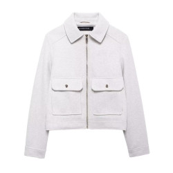 歐美風 2024秋季新款女裝設計感百搭拉鍊飾軟質夾克外套 3046287