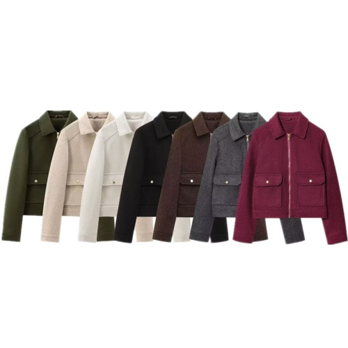 歐美風 2024秋季新款女裝設計感百搭拉鍊飾軟質夾克外套 3046287 歐美風 2024秋季新款女裝設計感百搭拉鍊飾軟質夾克外套 3046287