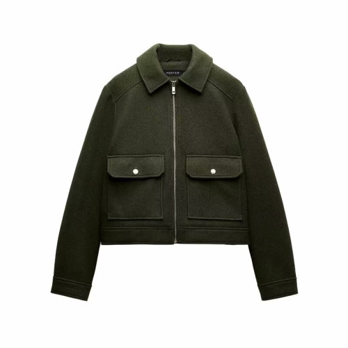 歐美風 2024秋季新款女裝設計感百搭拉鍊飾軟質夾克外套 3046287 歐美風 2024秋季新款女裝設計感百搭拉鍊飾軟質夾克外套 3046287