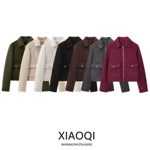 歐美風 2024秋季新款女裝設計感百搭拉鍊飾軟質夾克外套 3046287 歐美風 2024秋季新款女裝設計感百搭拉鍊飾軟質夾克外套 3046287