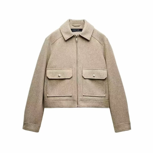 歐美風 2024秋季新款女裝設計感百搭拉鍊飾軟質夾克外套 3046287 歐美風 2024秋季新款女裝設計感百搭拉鍊飾軟質夾克外套 3046287