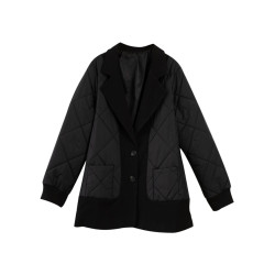 九月陌墨羽絨棉衣女士秋冬季新款輕薄假兩件時尚洋氣西裝棉服外套