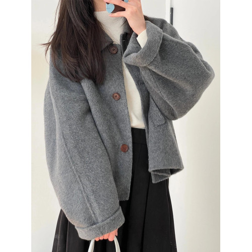 深冬灰色呢子大衣女入冬季2025年新款毛呢外套獨特超好看加厚短款 深冬灰色呢子大衣女入冬季2025年新款毛呢外套獨特超好看加厚短款