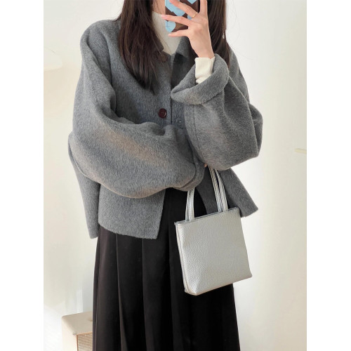 深冬灰色呢子大衣女入冬季2025年新款毛呢外套獨特超好看加厚短款 深冬灰色呢子大衣女入冬季2025年新款毛呢外套獨特超好看加厚短款