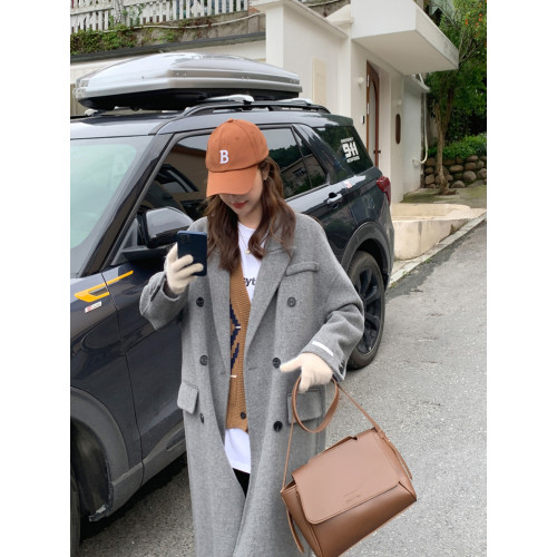 韓國東大門2025秋冬新款雙面羊絨大衣女中長款寬松過膝羊毛呢外套 韓國東大門2025秋冬新款雙面羊絨大衣女中長款寬松過膝羊毛呢外套