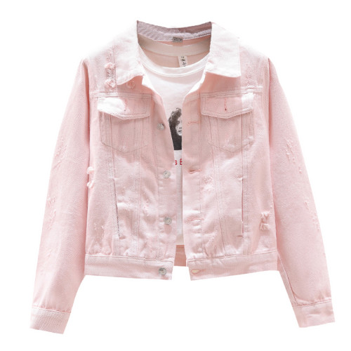 2025春季新款韓版百搭磨破長袖牛仔外套女短款寬松白色上衣夾克潮 2025春季新款韓版百搭磨破長袖牛仔外套女短款寬松白色上衣夾克潮