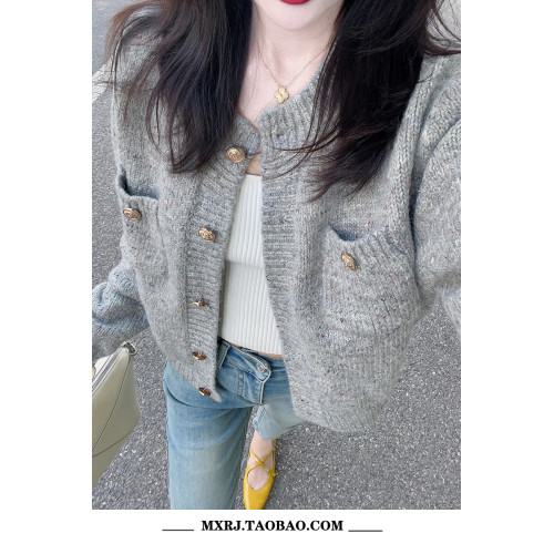 MXRJ秋季2023新款小香風針織外套女毛衣慵懶風高級感軟糯氣質上衣 MXRJ秋季2023新款小香風針織外套女毛衣慵懶風高級感軟糯氣質上衣