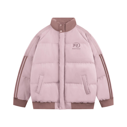 美式國潮牌織帶立領棉服外套女冬季新款復古情侶裝條紋棉衣麵包服 美式國潮牌織帶立領棉服外套女冬季新款復古情侶裝條紋棉衣麵包服