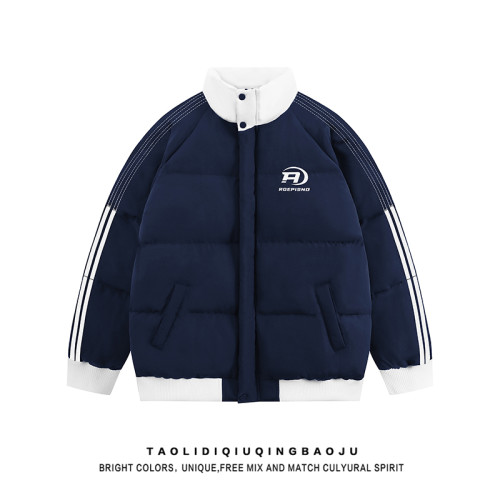 美式國潮牌織帶立領棉服外套女冬季新款復古情侶裝條紋棉衣麵包服 美式國潮牌織帶立領棉服外套女冬季新款復古情侶裝條紋棉衣麵包服