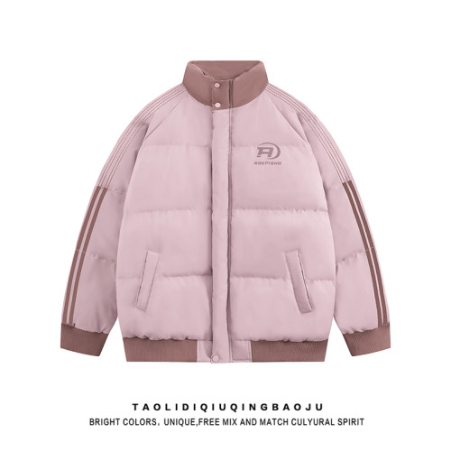 美式國潮牌織帶立領棉服外套女冬季新款復古情侶裝條紋棉衣麵包服 美式國潮牌織帶立領棉服外套女冬季新款復古情侶裝條紋棉衣麵包服