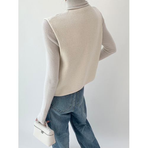 小香風針織開衫馬甲女秋冬新款金屬釦氣質顯瘦毛衣背心坎肩外穿 小香風針織開衫馬甲女秋冬新款金屬釦氣質顯瘦毛衣背心坎肩外穿