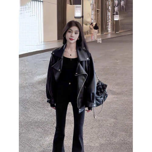 秋冬ins街頭酷辣皮衣外套女寬松oversize夾克大碼PU皮氣質機車服 秋冬ins街頭酷辣皮衣外套女寬松oversize夾克大碼PU皮氣質機車服