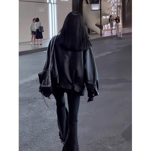 秋冬ins街頭酷辣皮衣外套女寬松oversize夾克大碼PU皮氣質機車服 秋冬ins街頭酷辣皮衣外套女寬松oversize夾克大碼PU皮氣質機車服