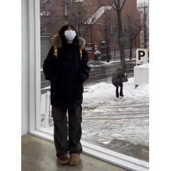 大毛領派克羽絨棉服女2025冬季新款寬松韓系工裝棉衣棉襖加厚外套