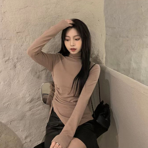 設計感小衆德絨高領打底衫女秋冬內搭保暖加厚小衫修身顯瘦上衣服