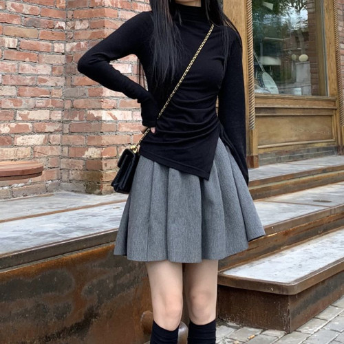 設計感小衆德絨高領打底衫女秋冬內搭保暖加厚小衫修身顯瘦上衣服