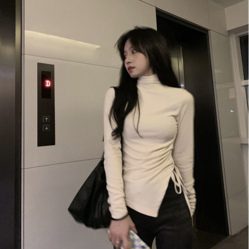 設計感小衆德絨高領打底衫女秋冬內搭保暖加厚小衫修身顯瘦上衣服