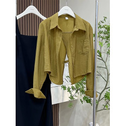 後背開叉短款防曬襯衫外套女夏季薄款防紫外線透氣外搭小披肩上衣