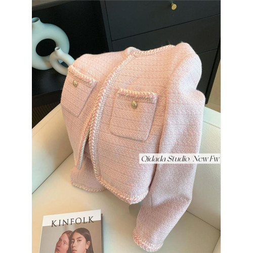 法式粉色千金名媛小香風外套女2024春秋新款短款高級精緻氣質上衣 法式粉色千金名媛小香風外套女2024春秋新款短款高級精緻氣質上衣