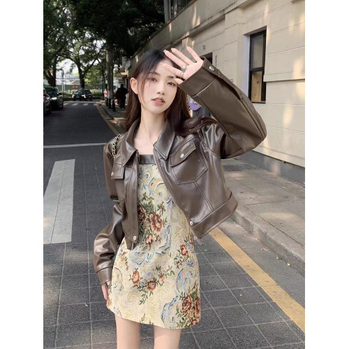 黑色短款皮衣外套女夾克2025秋季新款爆款設計感美式高級感小個子 黑色短款皮衣外套女夾克2025秋季新款爆款設計感美式高級感小個子