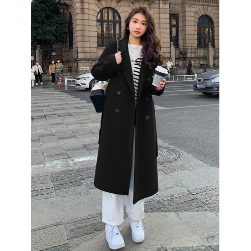 藍色呢子大衣女2025秋冬季新款韓版寬松加厚中長款系帶毛呢外套女 藍色呢子大衣女2025秋冬季新款韓版寬松加厚中長款系帶毛呢外套女