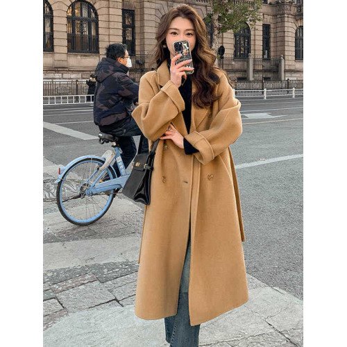 藍色呢子大衣女2025秋冬季新款韓版寬松加厚中長款系帶毛呢外套女 藍色呢子大衣女2025秋冬季新款韓版寬松加厚中長款系帶毛呢外套女