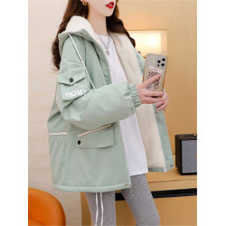 羊羔毛外套女加絨加厚2025秋冬新款韓版情侶裝寬松設計感工裝棉服