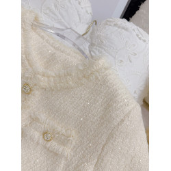 FFmiss◆名媛流蘇亮絲編織羊毛呢短外套女秋小香風粗花呢西裝開衫