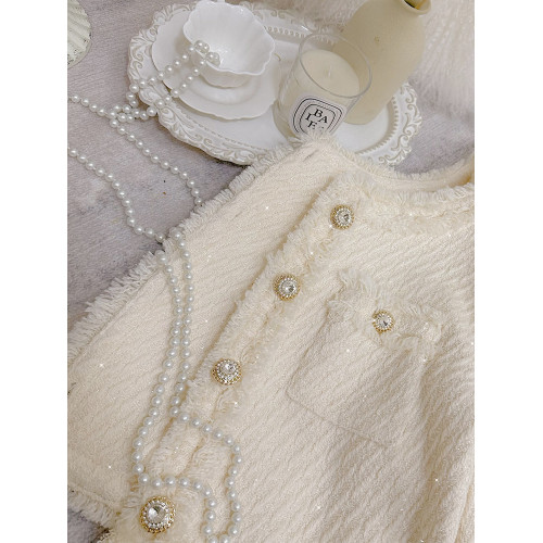 FFmiss◆名媛流蘇亮絲編織羊毛呢短外套女秋小香風粗花呢西裝開衫 FFmiss◆名媛流蘇亮絲編織羊毛呢短外套女秋小香風粗花呢西裝開衫