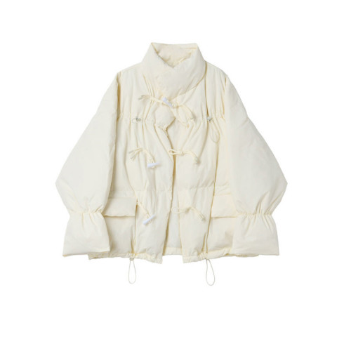 粉色牛角釦棉服女冬季新款ins原宿港風學生加厚短款麵包服外套潮 粉色牛角釦棉服女冬季新款ins原宿港風學生加厚短款麵包服外套潮