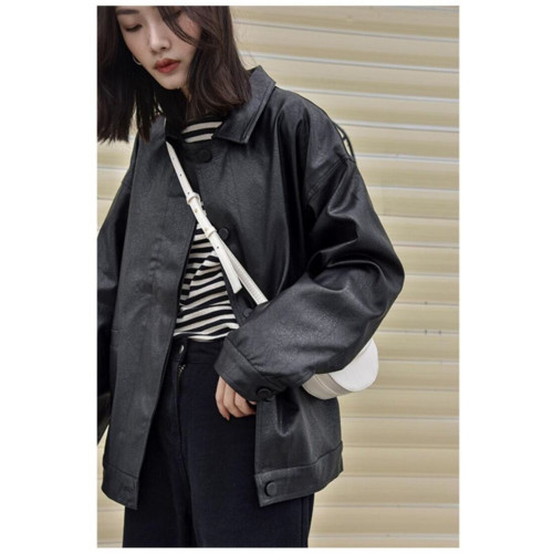 2025年春秋季歐洲站皮衣外套女帥氣短款機車韓版大款寬松潮酷夾克 2025年春秋季歐洲站皮衣外套女帥氣短款機車韓版大款寬松潮酷夾克