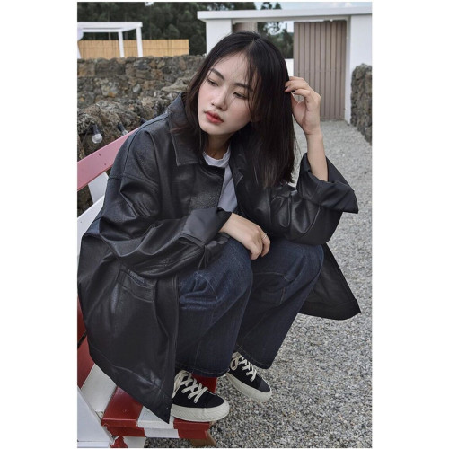 2025年春秋季歐洲站皮衣外套女帥氣短款機車韓版大款寬松潮酷夾克 2025年春秋季歐洲站皮衣外套女帥氣短款機車韓版大款寬松潮酷夾克