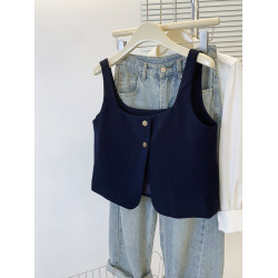 設計感曡穿外搭短款西裝馬甲女夏季新款高級感方領抹胸吊帶背心潮