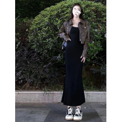 復古高級感pu皮咖色皮衣女春秋美拉德穿搭外套設計感小衆短款上衣