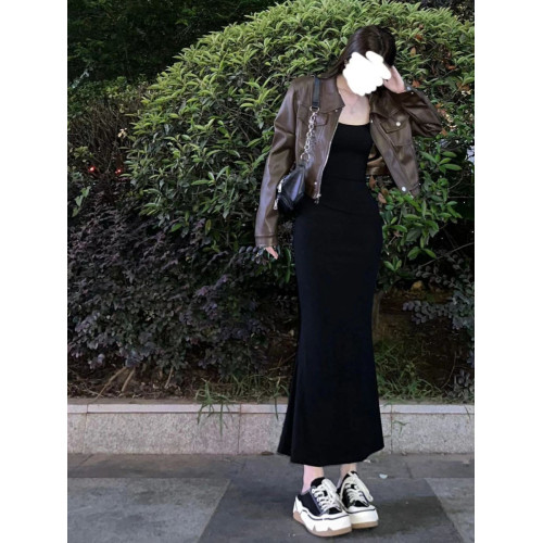 復古高級感pu皮咖色皮衣女春秋美拉德穿搭外套設計感小衆短款上衣 復古高級感pu皮咖色皮衣女春秋美拉德穿搭外套設計感小衆短款上衣