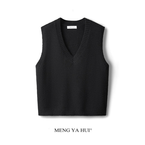 毛衣背心女寬松外穿2025秋冬曡穿v領韓版百搭黑色針織馬甲毛坎肩 毛衣背心女寬松外穿2025秋冬曡穿v領韓版百搭黑色針織馬甲毛坎肩
