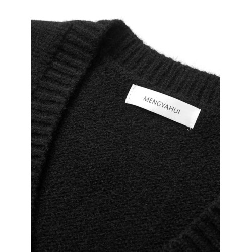 毛衣背心女寬松外穿2025秋冬曡穿v領韓版百搭黑色針織馬甲毛坎肩 毛衣背心女寬松外穿2025秋冬曡穿v領韓版百搭黑色針織馬甲毛坎肩